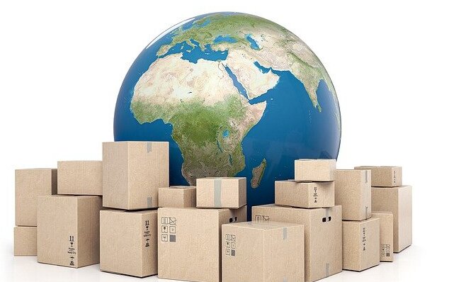 World surrounded with packages 